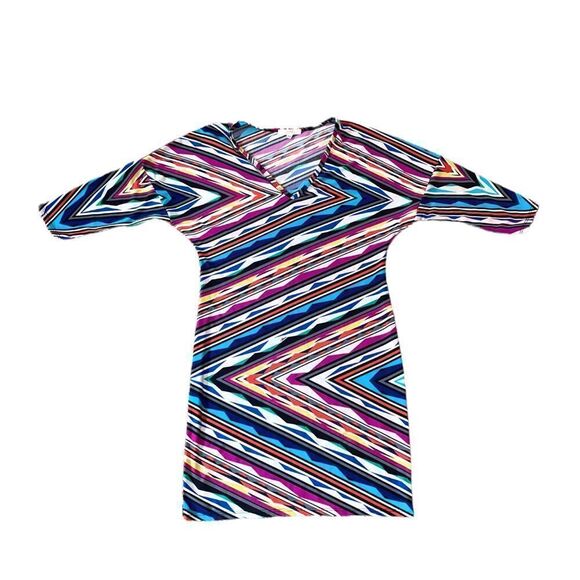 Trina Turk Dominica 2 Multicolored Striped 3/4 Length Sleeve Mini Dress Size XS - Picture 9 of 16